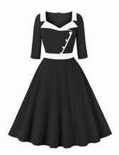 Load image into Gallery viewer, Navy Suit Collar 1950S Vintage Swing Dress