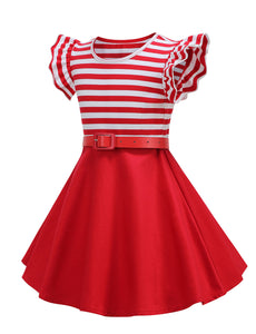 Kids Little Girls' Dress Butterfly Sleeve 1950S Vintage Dress