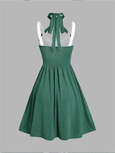 Load image into Gallery viewer, White and Green Lace-up 1950s Vintage Party Dress