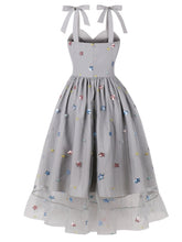 Load image into Gallery viewer, Star Embroidered 1950s Vintage Swing Dress