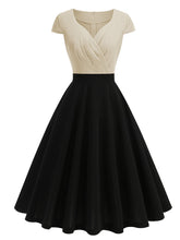 Load image into Gallery viewer, Pink and Black V Neck Cap Sleeve Swing 1950S Vintage Dress