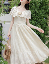 Load image into Gallery viewer, Apricot Lace Rose Edwardian Revival Dress