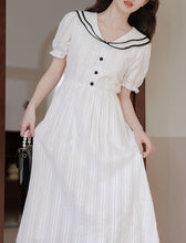 Load image into Gallery viewer, White Sailor Style 1950S Vintage Cotton Dress