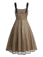 Load image into Gallery viewer, Gold Star Sequin 1950s Vintage Party Dress