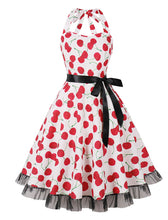 Load image into Gallery viewer, Butterfly Floral Print Sweet Heart Halter Sleeveless 1950S Vintage Dress