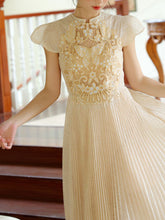 Load image into Gallery viewer, Apricot Embroidered Butterfly Hollow Short Sleeve Lace Dress