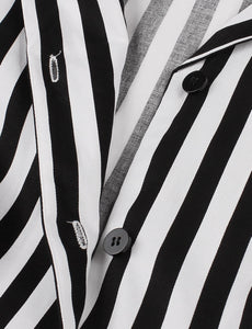 Beetlejuice Costume Turndown Collar 1960S Dress With Black and White Vertical Stripe