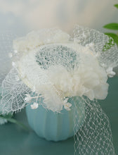 Load image into Gallery viewer, Hand-Woven Mesh Decorative Linen Lace White Wedding Hat