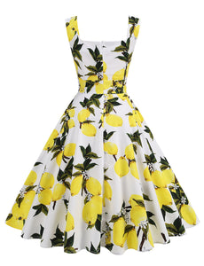 Light Yellow Lemon Sleeveless Audrey Hepburn Style 1950S Vintage Dress