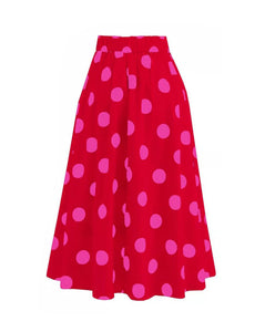 Bow Retro Style One Piece With Polka Dots Bathing Suit Swing Skirt