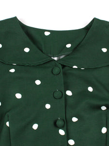 Green Peter Pan Collar 1950s Vintage Swing Dress