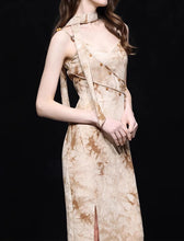 Load image into Gallery viewer, Brown Floral Print Spaghetti Straps Maxi Dress