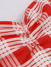 Load image into Gallery viewer, Red And White Plaid Straps Bow Retro Swing Dress