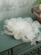 Load image into Gallery viewer, Hand Woven Mesh Decorative White Lace Flower Wedding Hat