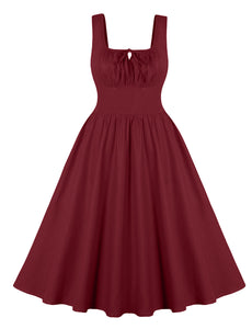 Solid Color Straps 1950S Retro Swing Dress