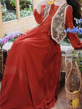 Load image into Gallery viewer, 1970S Vintage Red Vintage Bohemian Dress and Vest Vintage Outfits