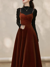 Load image into Gallery viewer, 2PS Green Strap Suspender 1950S Dress With Black Sweater