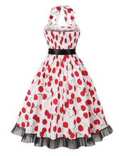 Load image into Gallery viewer, Butterfly Floral Print Sweet Heart Halter Sleeveless 1950S Vintage Dress