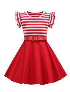 Kids Little Girls' Dress Butterfly Sleeve 1950S Vintage Dress