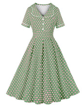 Load image into Gallery viewer, Green Sweet Polka Dots 1950S Vintage Swing Dress