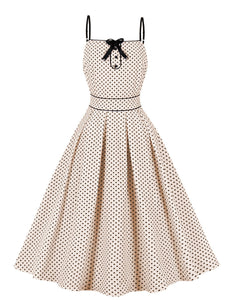 1950S Blue Polka Dots Vintage Swing Dress