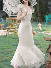 Load image into Gallery viewer, White Embroidery Lace Romantic Luxury Wedding Fishtail Dress For Women