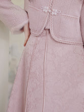 Load image into Gallery viewer, 2PS Pink Long Sleeve Warm Coat With Pink Split Skirt Vintage Suit