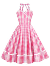Load image into Gallery viewer, Pink And White Barbie Same Style Plaid Halter 1950S Vintage Dress