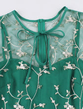 Load image into Gallery viewer, Green Leaves Embroidered 1950S Vintage Swing Dress