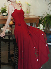 Load image into Gallery viewer, Red Rose Handmade Flower Spaghetti Strap Swing Engagement Party Dress