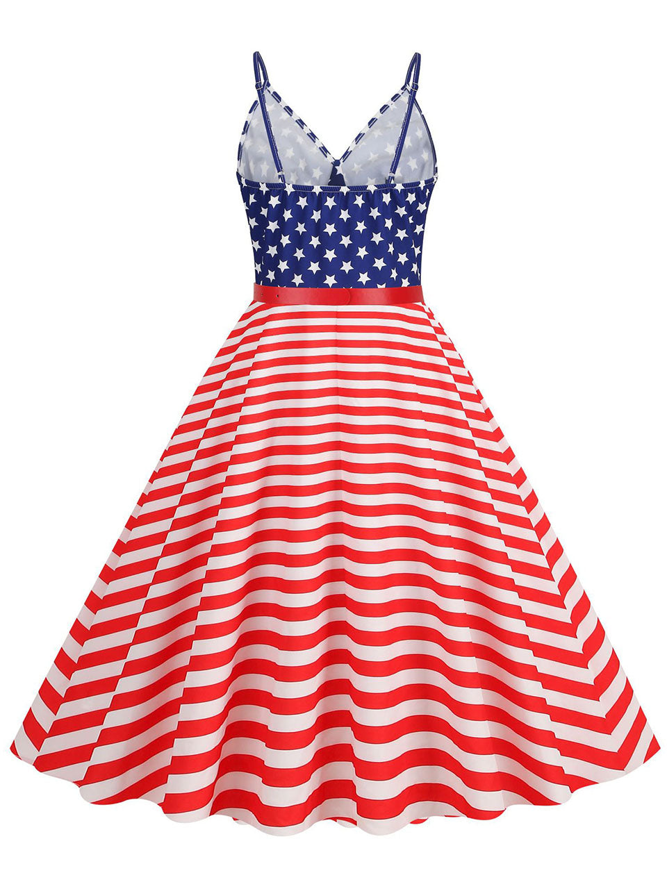 American Flag Stars Stripes Spaghetti Strap 1950S Vintage Dress – Jolly ...