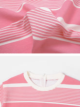 Load image into Gallery viewer, Pink Stripe Fake Two Piece Design 1950S Vintage Sports Dress