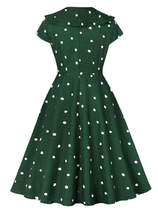 Green Peter Pan Collar 1950s Vintage Swing Dress