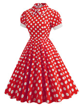 Load image into Gallery viewer, Minnie 1950s Peter Pan Polka Dot Swing Dress With Headband Gloves Set