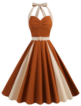 Load image into Gallery viewer, Two-tone Colorblock Halter Neck Vintage Dress  Inspired by Mrs.Maisel