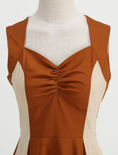 Load image into Gallery viewer, Brown Two-tone Colorblock Vintage Dress Inspired by Mrs.Maisel