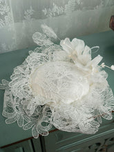 Load image into Gallery viewer, Hand Woven Mesh Decorative White Lace Flower Wedding Hat