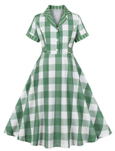 Load image into Gallery viewer, Christmas Green Plaid 1950S Cotton Swing Dress