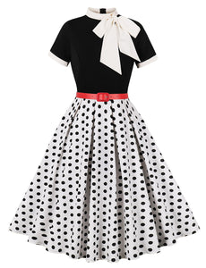 BowKnot Collar Polka Dots Vintage 1950S Dress