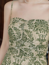 Load image into Gallery viewer, Green Bohemian Floral Print Chiffon Maxi Dress Prom Dress With Cardigan