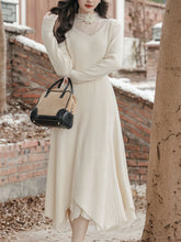 Load image into Gallery viewer, White Lace Top and V Neck  Knit Sweater Dress 1950S Vintage Dress Suits