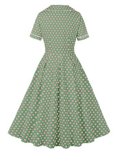 Load image into Gallery viewer, Green Sweet Polka Dots 1950S Vintage Swing Dress