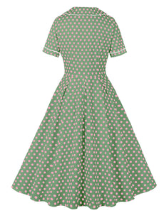 Green Sweet Polka Dots 1950S Vintage Swing Dress