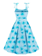 Load image into Gallery viewer, Sweet Love Heart Print  Spaghetti Strap 1950s Vintage Swing Dress