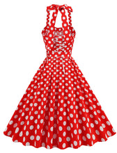 Load image into Gallery viewer, Yellow Polka Dots Lace Vintage Halter Backless 1950S Vintage Dress