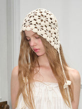 Load image into Gallery viewer, Retro White Crocheted Hollow Knitted Tassel Pullover Hat