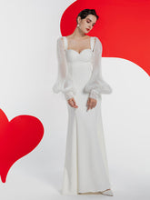 Load image into Gallery viewer, White Long Sleeve Wedding Mermaid Dress