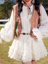 Load image into Gallery viewer, Bohemian White Long-sleeved Mini Dress with Suede Embroidered Vest Boho Suit