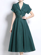 Load image into Gallery viewer, 1940S Lapel Shirt Cotton Dress with Pockets