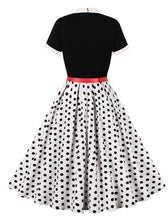 Load image into Gallery viewer, BowKnot Collar Polka Dots Vintage 1950S Dress